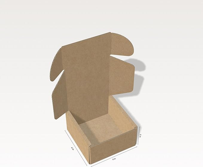 4x4x2 Small Shipping Boxes Set of 50 Brown Corrugated Cardboard Mailer Boxes for Packaging Small Business Craft Giving Products