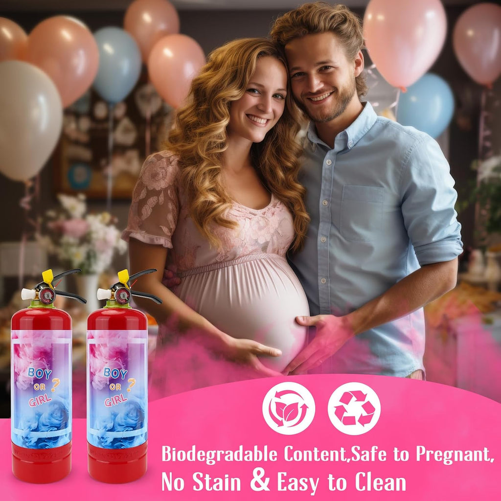 QIYVLOS Giant Gender Reveal Fire Extinguisher 2 Packs, Gender Reveal Ideas, Baby Girl Reveal Party Ideas for Gender Reveal Decorations with 2.3ib Powder (Pink)