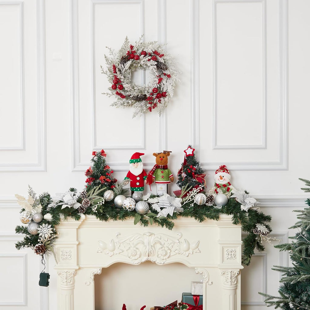 6ft lighted christmas garland, battery operated christmas garland, side view
