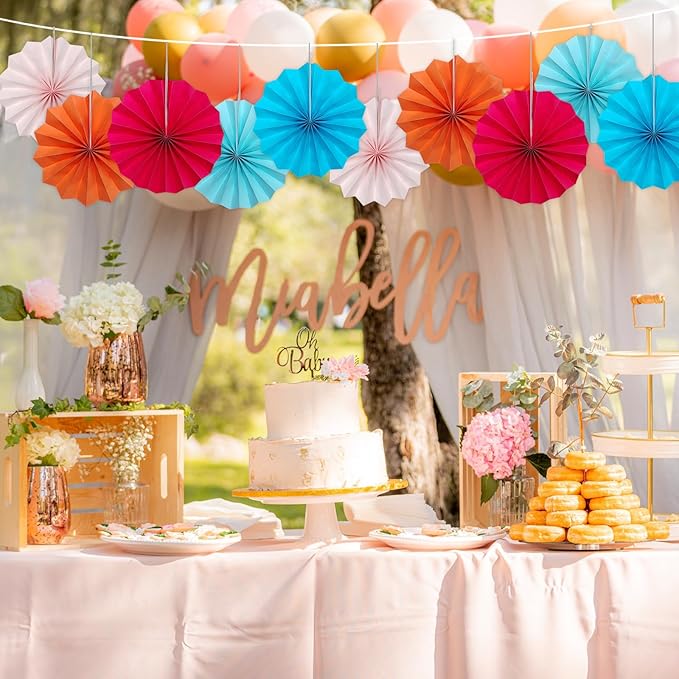 Pink Birthday Decorations,DIY Pink Paper Fans Hanging Decoration ,Party Supplies Party Fans 12in, Pink Christmas,Wedding Graduation Events Accessories 30 Color DIY Set (Baby Pink)