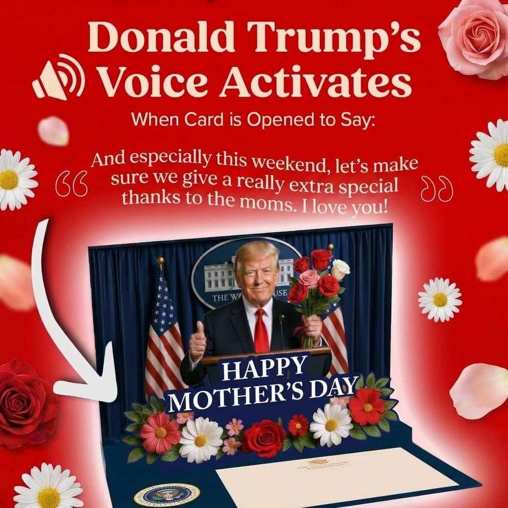 Talking Donald Trump Mothers Day Card - Plays Trump's Real Voice - Pop Up with Lights & Sound, Funny 3D Pop Up Card - Novelty Mothers Day Gifts for Mom or Wife from Son, Daughter or Dad (Podium)