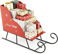 Metal Christmas Santa Sleigh Basket, Red Christmas Sleigh Decoration for Gift Storage, Santa’s Gift Sleigh for Holiday Displays, Festive Decorative Sleigh Cart for Indoor Outdoor Home Party