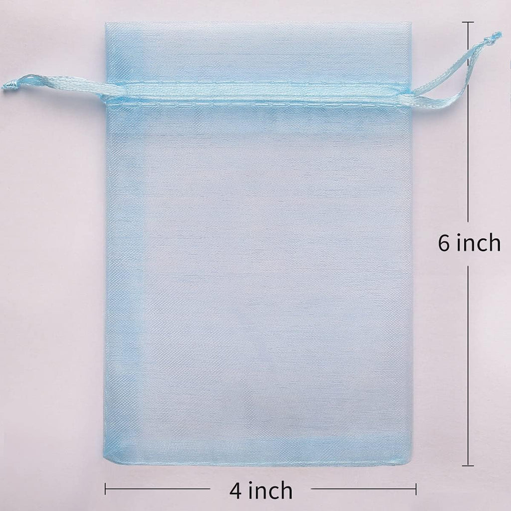 Akstore 100PCS 4x6(10x15cm) Drawstring Organza Jewelry Favor Pouches Wedding Party Festival Gift Bags Candy Bags (Pale Blue)