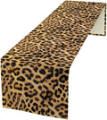 Leopard Print Dinning Table Runner, Cotton Linen Rustic Cottage Country Farm Safari Wildlife Fur Print Table Runners for Table Dresser Runner Dinning Kitchen Party Holidays Home, 13x70 Inch