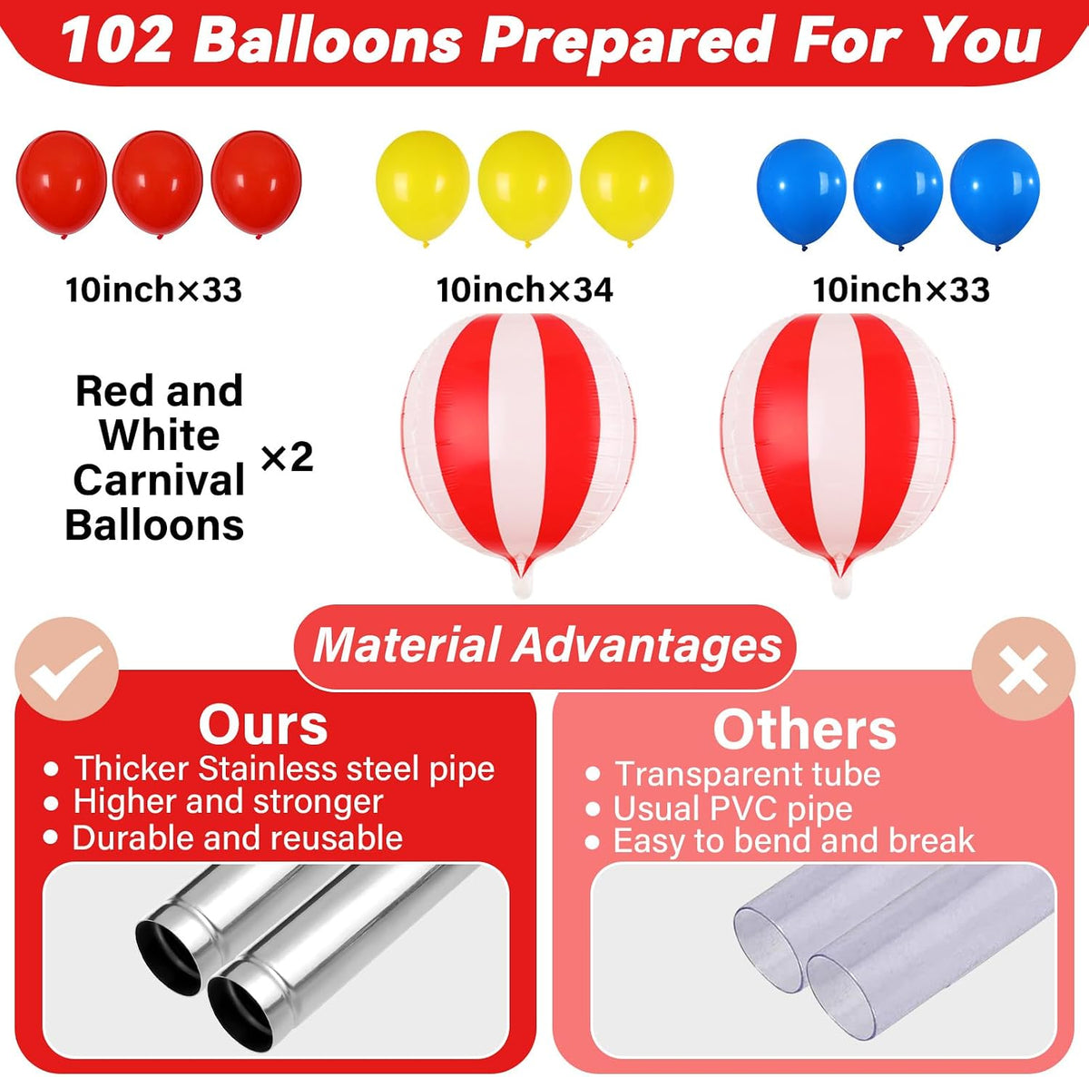 2 sets carnival circus balloon column stand kit, side view