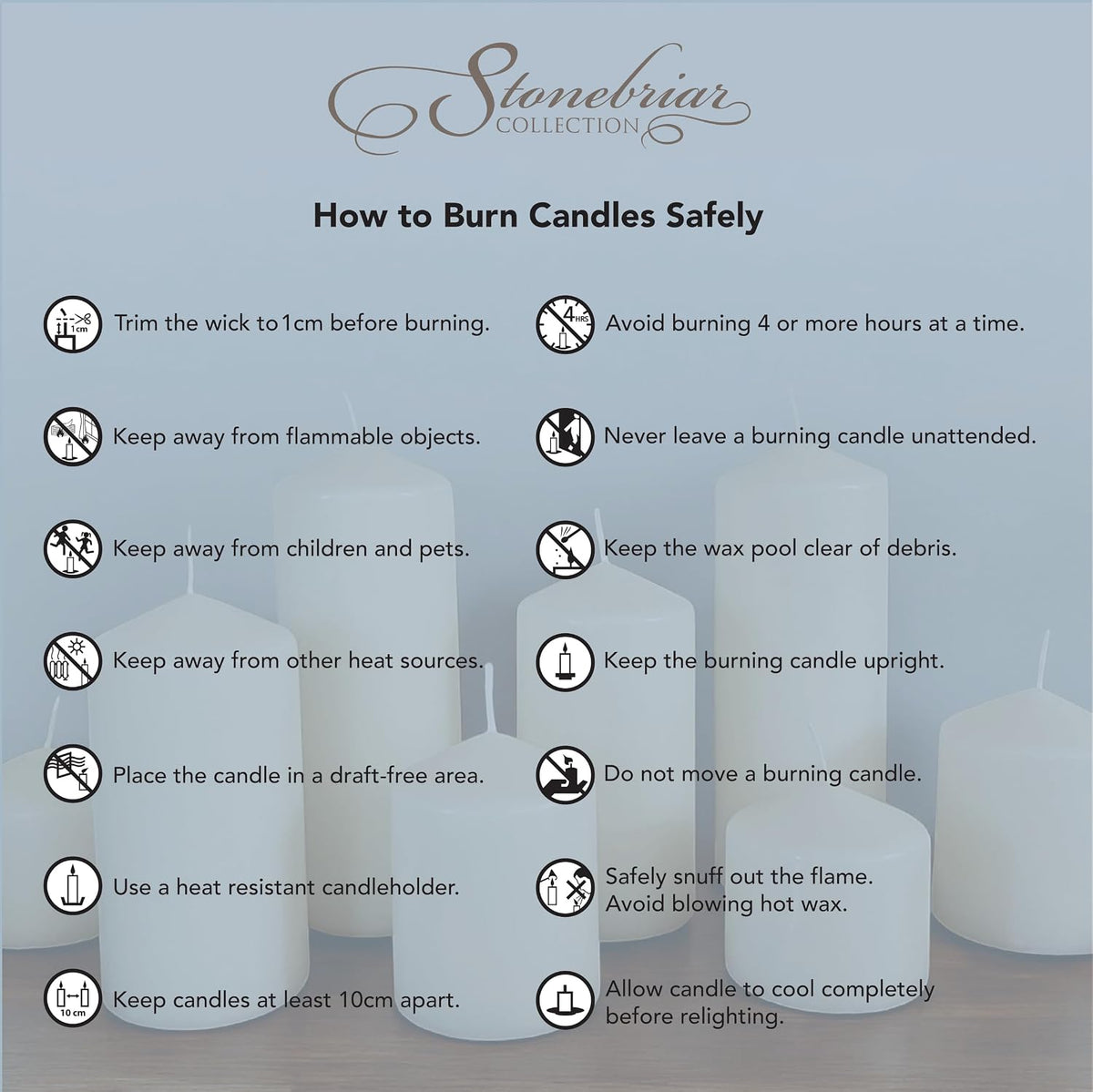 Stonebriar Unscented Pillar Candles – 65 Hour Burn Time, Long-Lasting Wax Can...