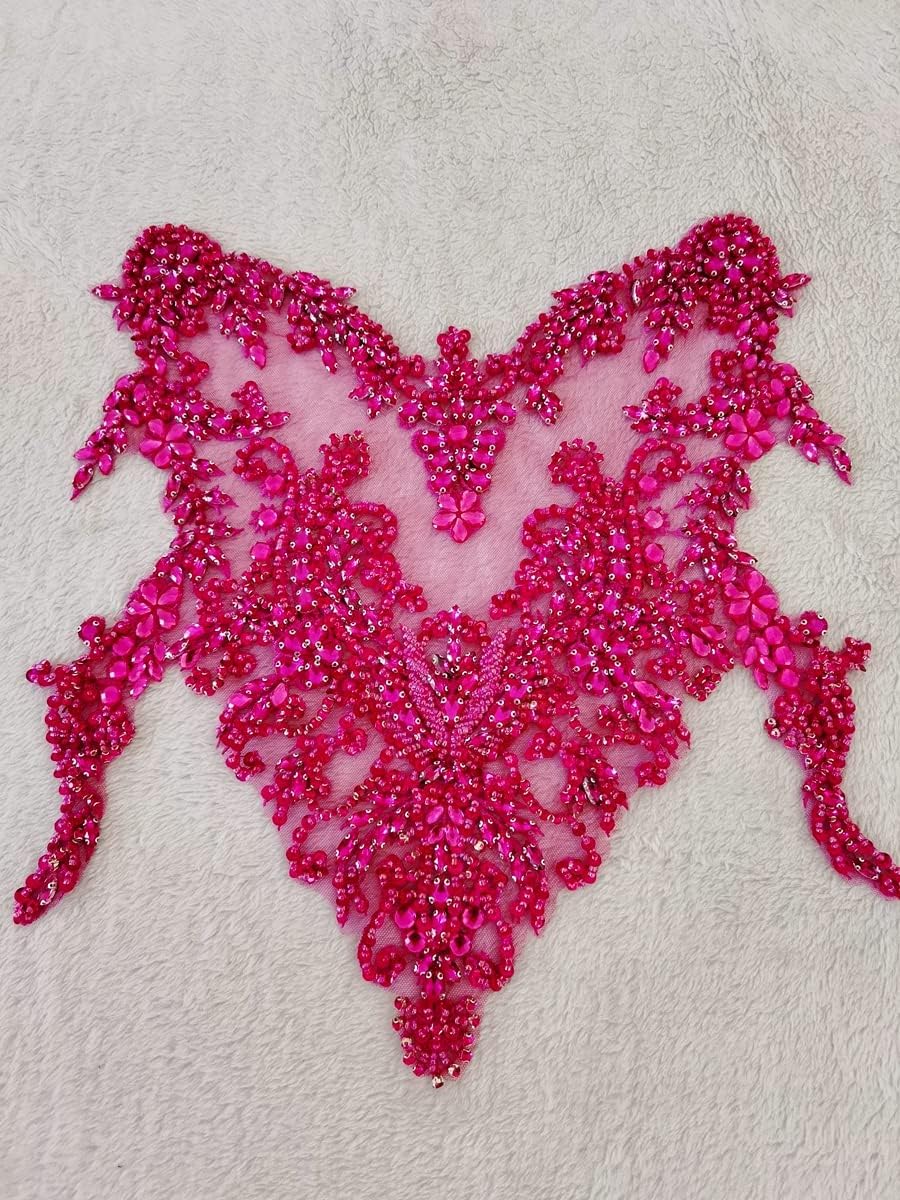 Handmade Rhinestones Beads Applique sew on Crystal Sequins lace Trim Patches ...