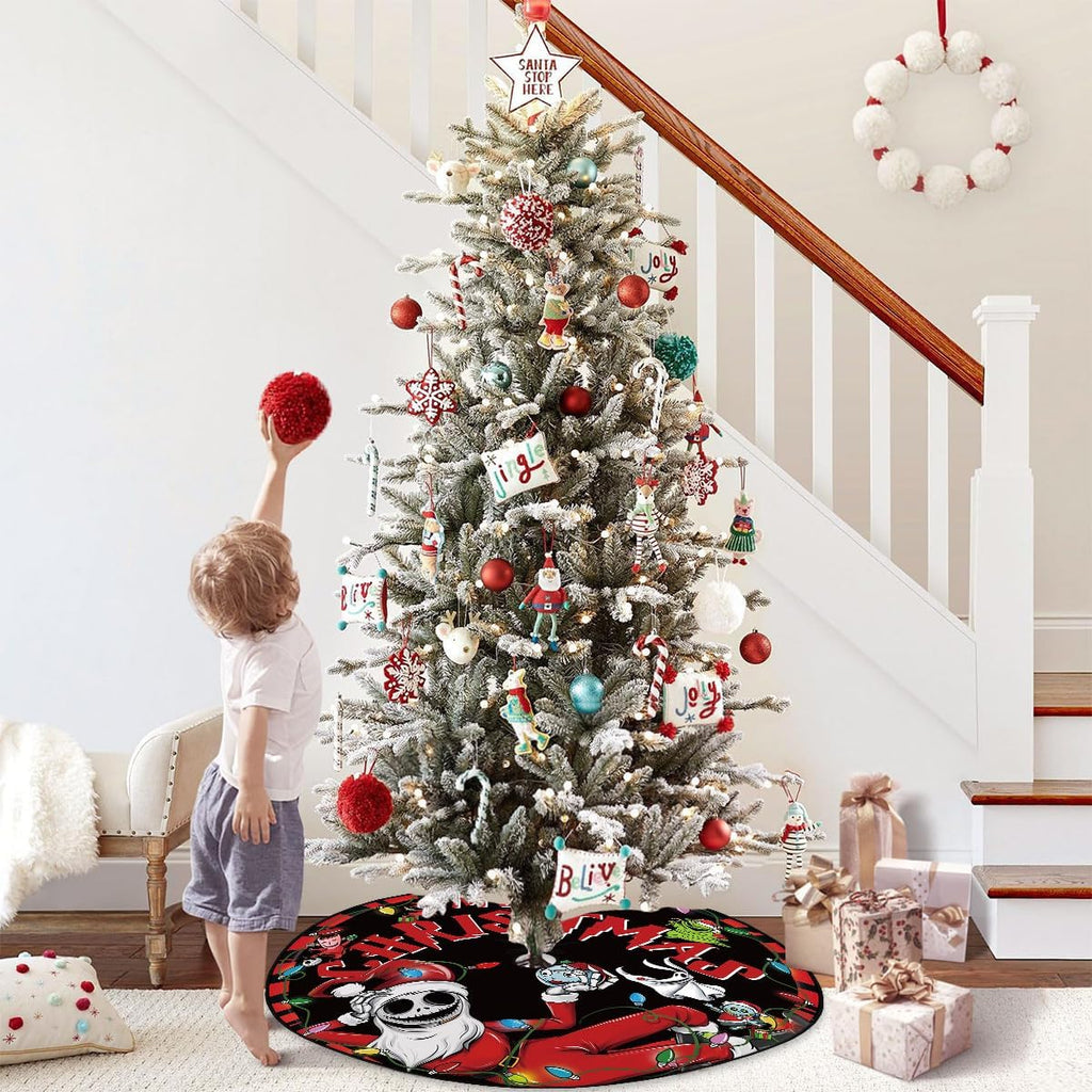 Christmas Tree Skirt 48'' Navidad Tree Collar Winter Xmas Tree Mat Indoor Outdoor Decor Merry Christmas Decorations for Home