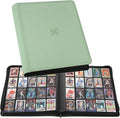 20-Pocket Card Binder, Trading Card Binder Holds 2000 Cards, Premium Zippered Trading Card Album Compatible with TCG, Game & Sports Cards (Soft Green)