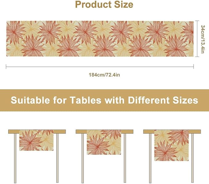 Autumn Chrysanthemum Table Runner, Vintage Modern Geometric Floral Boho Table Runner for Kitchen Dining Bedroom Living Room Table Decor for Indoor Outdoor Home Party, 13x70 Inch