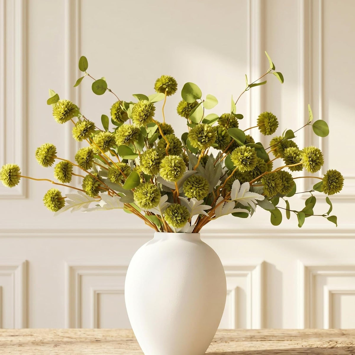 green flowers artificial & faux greenery for vase, main product view