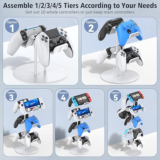 Kytok Gamer Gifts, Headset Stand 5 Tiers with Cable Organizer, Controller Stand Compatible with PS5/Xbox/Nintendo Switch/PS Portal/PS4, Headset Holder & Controller Holder for 10 Packs Controller