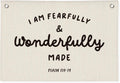 Kids Room Decor - Bible Verse Wall Hanging, 'I am Fearfully and Wonderfully Made' Linen Banner, Canvas Decoration for Classroom, Nursery, Kids Room