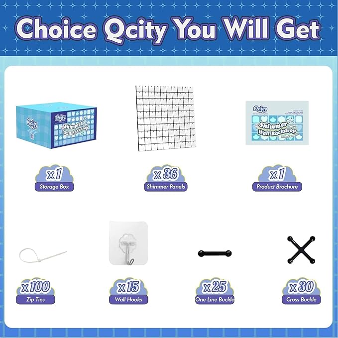 Qcity Mirror White Sequin Wall Backdrop 36PCS, Black Back Not See-Through Design, Square Sequin Glitter Backdrop Panel, Perfect for Outdoor Events, Birthdays, Wedding and Party Decoration