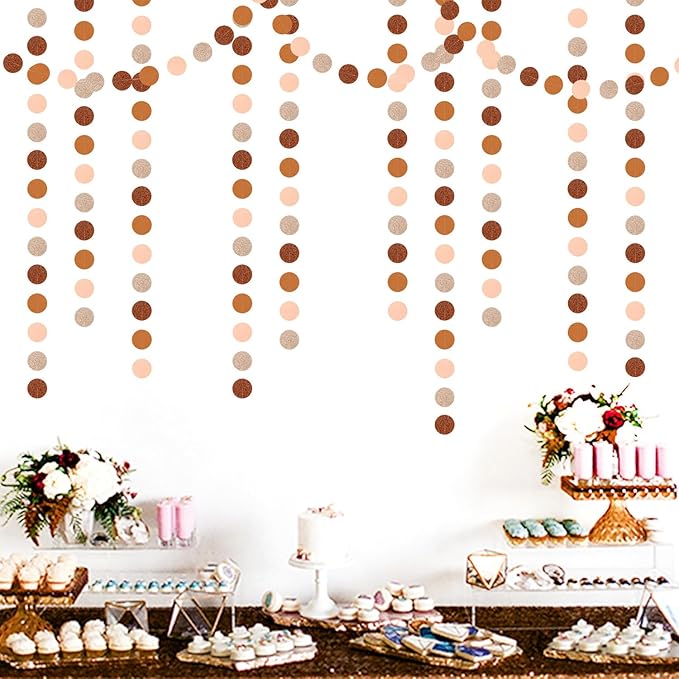 Boho Brown Rose-Gold Party-Decorations Streamers-Garland - 52ft Fall Birthday Hanging Paper Banner,Autumn Baby Bridal Showe Neutral Burgundy Wedding Bachelorette Decor Hugfond