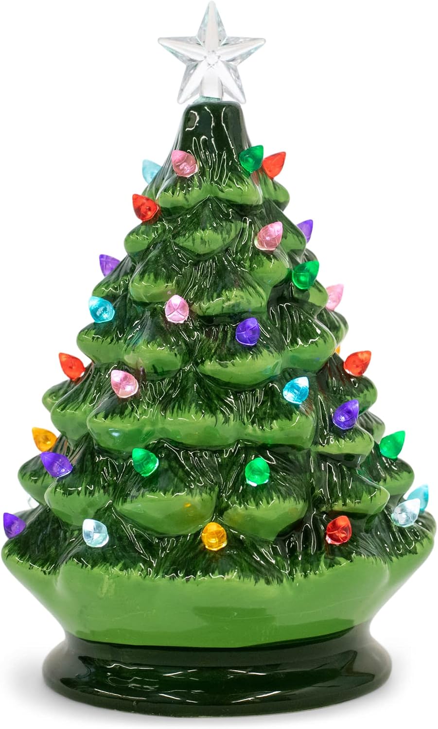 raz imports vintage green lighted ceramic christmas tree, main product view
