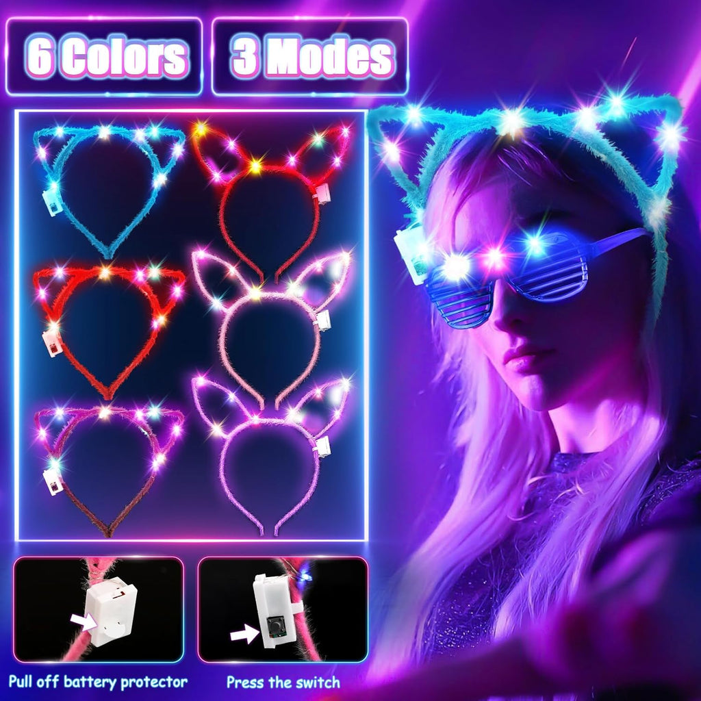 MIBOTE 269Pcs Led Light Up Toys Party Favors Glow in the Dark Party Supplies for Kid/Adults with Light Up Glasses,Headband,Rings,Bracelets,100 Glow Sticks Bulk Party Pack DIY Glow Neon Party Supplies