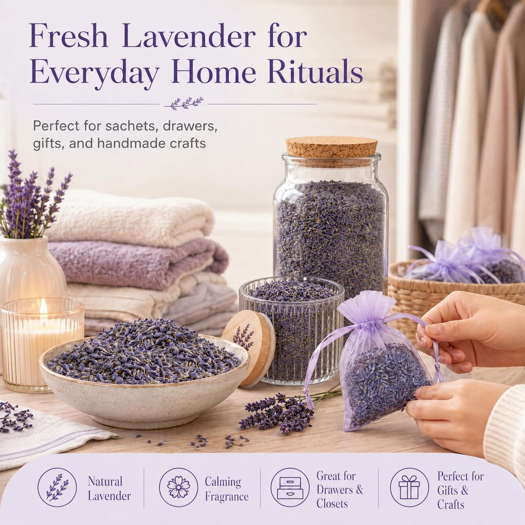 Sukh 3oz Dried Lavender Flowers - Make Sachets for Drawers and Closets | Lavender Buds for DIY Crafts, Bath Salts, Candles, Soap Making| Car Potpourri, Meditation| Wedding, Birthday, Bridal Shower