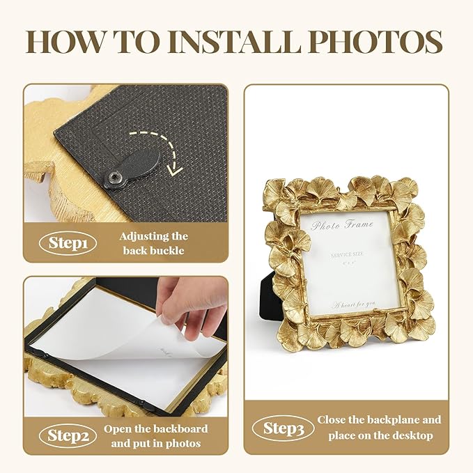 Cuspin 4x4 Picture Frame Small Gold Frames, Vintage Ornate Leaf Textured Hand-Crafted Resin with Glass Front, Antique Photo Frame for Tabletop Display, Retro Design Home Decor
