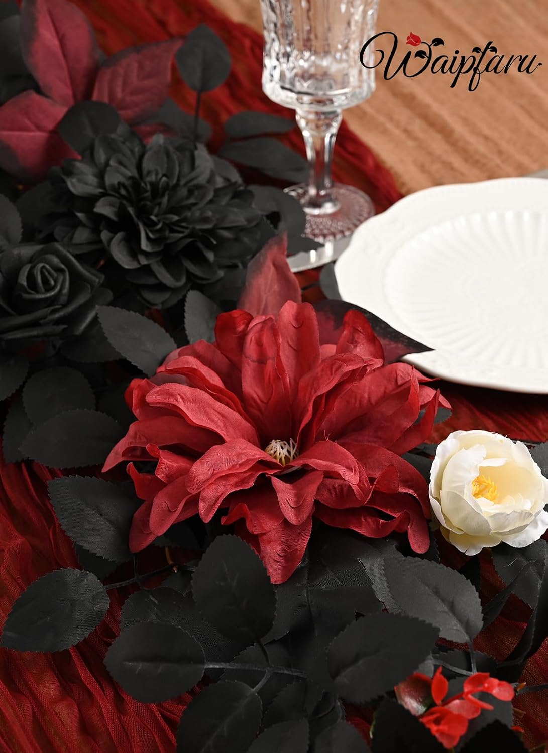 waipfaru 2pcs halloween garland, artificial rose flower garland showing dimensions