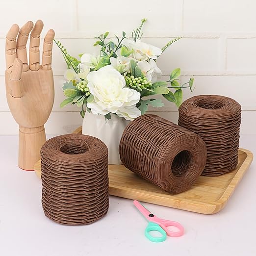 4 Roll 656Ft Brown Floral Wire, Rustic Vine Bind Wire for Flower Bouquets, Waterproof Paper Wrapped Twine(4 x 656 Ft)