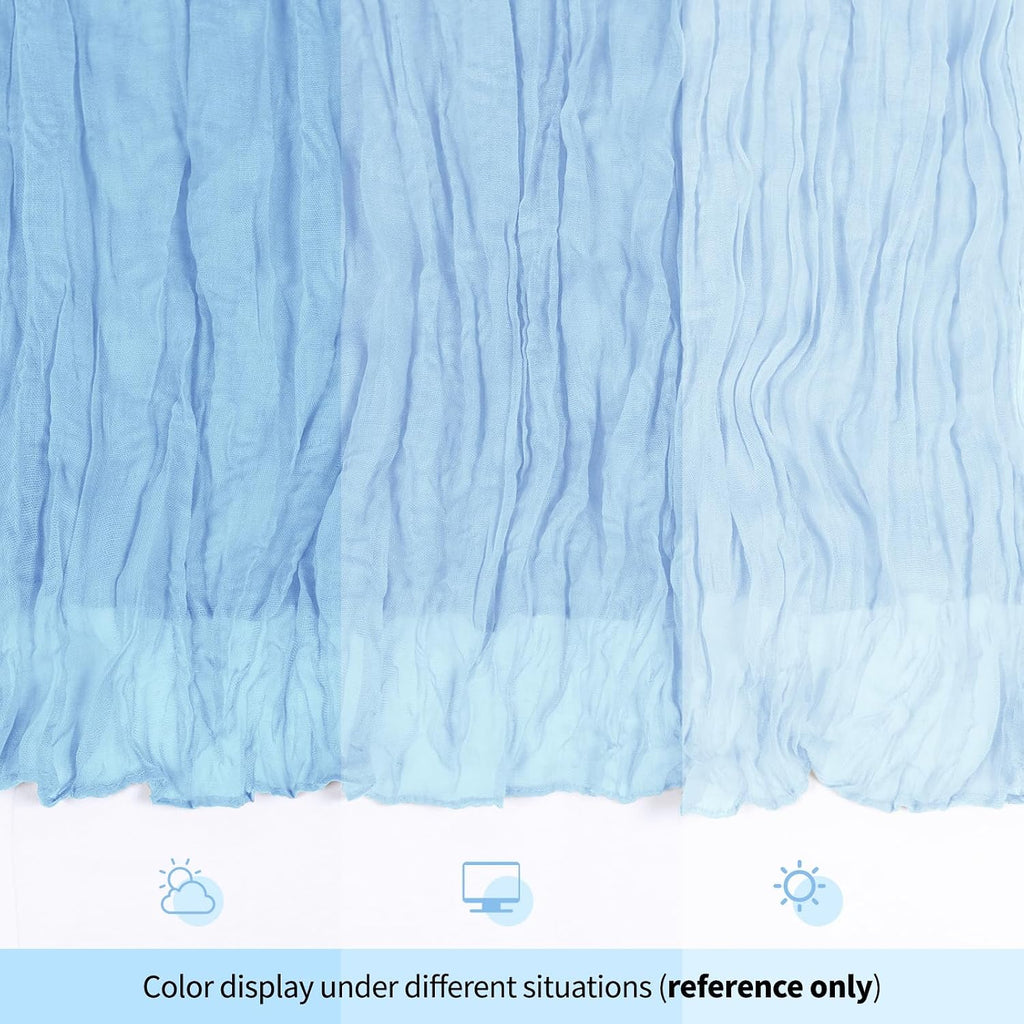 12 Pack Baby Blue Cheesecloth Table Runner 17x108 Inch Semi Sheer Boho Gauze Cheese Cloth Fabric Table Runners, for Wedding Party Baby Shower Birthday Home Decor Garden Farmhouse