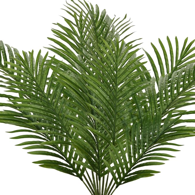 DILATATA 12 pcs Artificial Palm Leaves, 3 Sizes: Large 34''(L), Medium 30''(L), Small 25''(L), Bendable Stems, Glossy Finish, for Home Decor, Event Styling