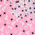 xo, Fetti Black + Iridescent Western Confetti - 200 pc | Rodeo Bachelorette Tablescape, Ranch Birthday Party Decoration, Cowgirl Table Decor, Cowboy Kids Party Supplies
