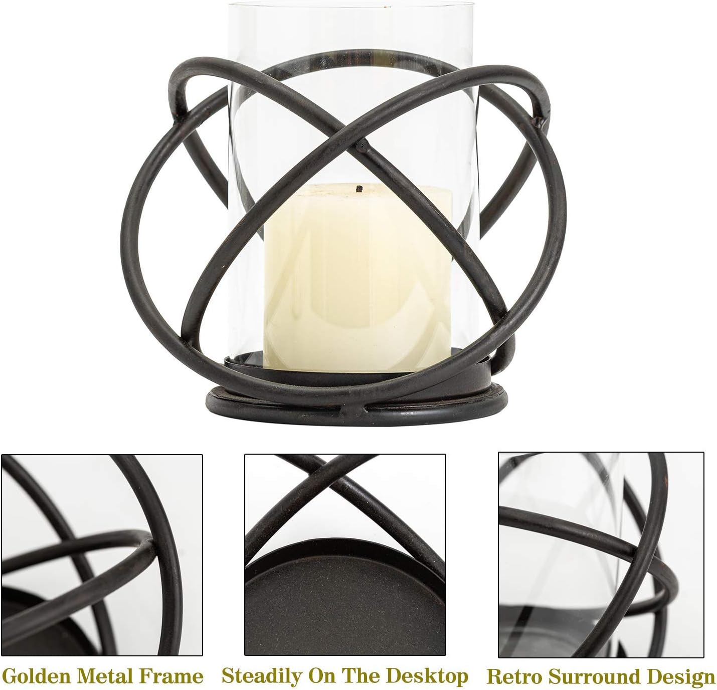 Decorative Candle Holder with Removable Glass Hurricane for Wedding Decorations, Parties, or Everyday Home Decor