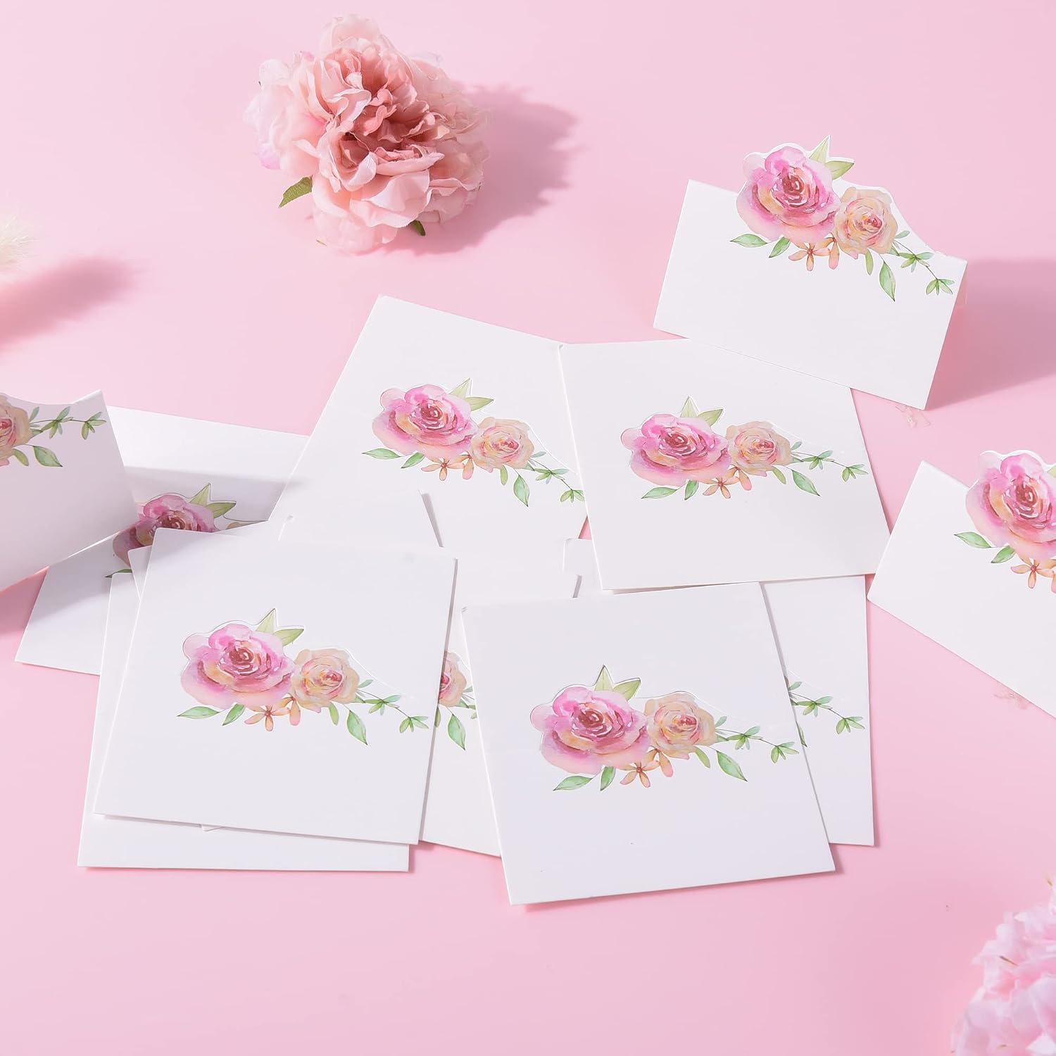 60 Pcs Floral Place Cards for Wedding Small Tent Name Card Table Setting for Banquets Dinner Parties Baby Shower Weddings 3.5 x 2 Inch
