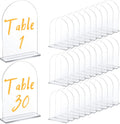 Juexica 30 Packs 5x7 Inch Clear Acrylic Arch Sign - Blank DIY Table Numbers with Stand for Weddings, Office Parties & Menus
