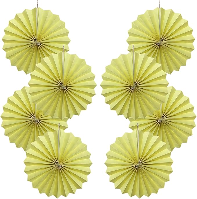Yellow Hanging Paper Fans,Yellow Accessories Paper Decorations for Party,Color Party Decorations,Bee Themed Classroom Decor,12in Hanging Paper Fans 30 Color DIY Set （Light Yellow）