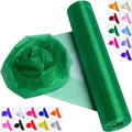 Crystal Organza Fabric Tulle - 16" by 50 Yards Sheer Fabric for Wedding Party Decoration Bridal Shower Tutu Roll Netting Spool Ribbon Wrapping (Green)