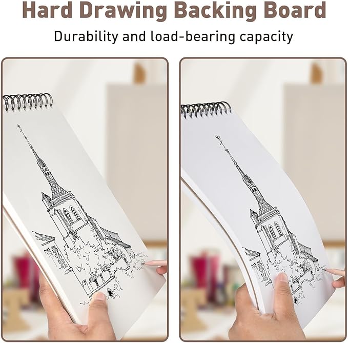 Umriox 9" x 12" Sketch Book, 2-Pack Sketch Pad (100 Sheets Each), Top Spiral Bound Sketchbook, Acid-Free Drawing Paper, Art Drawing Pad for Artists, Students and Designers
