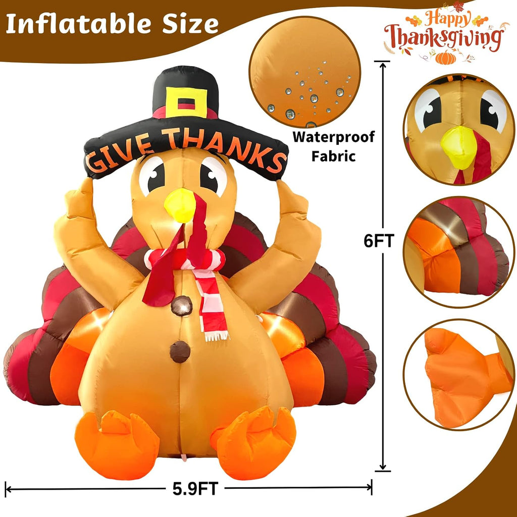thanksgiving inflatable turkey lawn decoration 6ft giant blow shown in use