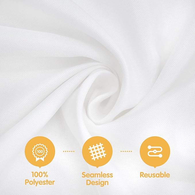 BRILLMAX 8 Pack White Tablecloths for 8 Foot Rectangle Tables 60 x 126 Inch - 8ft Rectangular Bulk Linen Polyester Fabric Washable Cloth Cover for Wedding Reception Banquet Birthday Party