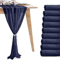 10 Pack 10ft Navy Blue Chiffon Table Runners Wedding Table Runner Sheer Romantic Tulle Table Runner for Christmas Wedding Bridal Tea Party Baby Shower Birthday Party Table Decorations(120 x 12 in)