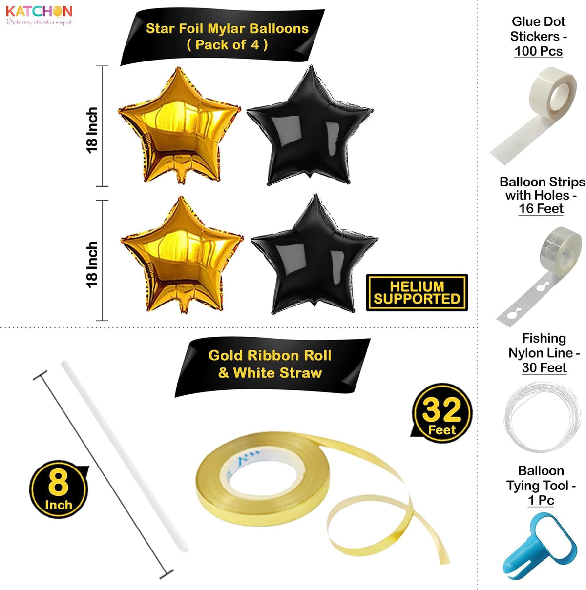 katchon set, pack of 86, new years eve, side view