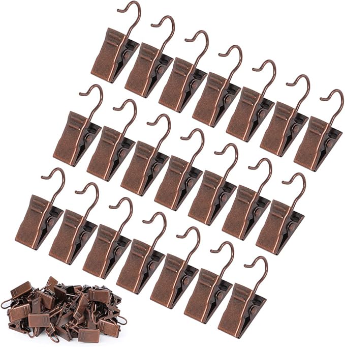 JANYUN 120 Pack Clip Hook Set Stainless Curtain Clips for Curtain Photos Home Decoration Art Craft Dispaly Hang Clip (Copper)