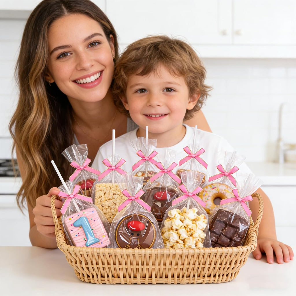 ROSPAKTEK 100 Pcs 4x6 Inch Clear Rice Krispie Treat Bags - Rice Kit Cakesicle Bags for Marshmallow, Macaron Pop, Candy, Apple Cookies, Cake Ore Pop Packaging (Individually Wrapped)