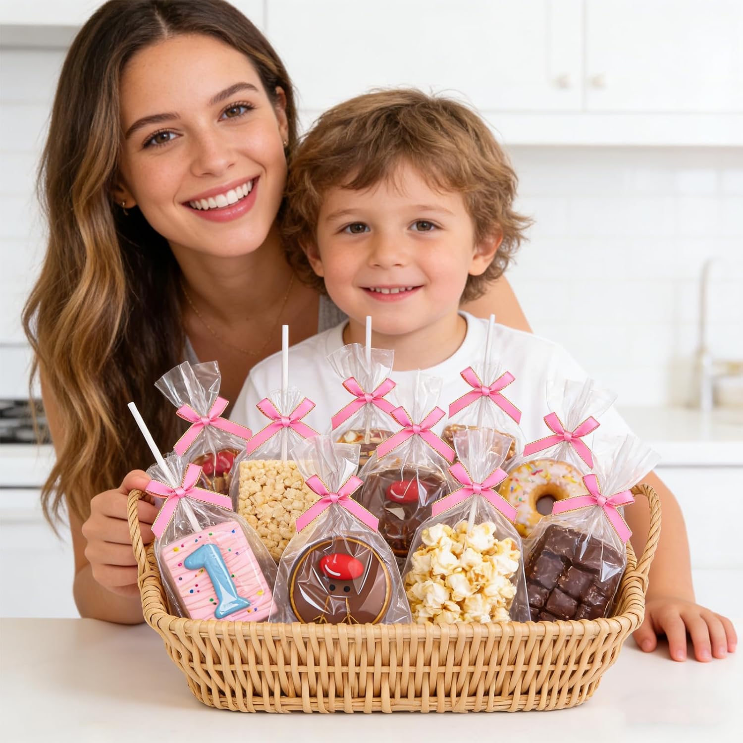 ROSPAKTEK 100 Pcs 4x6 Inch Clear Rice Krispie Treat Bags - Rice Kit Cakesicle Bags for Marshmallow, Macaron Pop, Candy, Apple Cookies, Cake Ore Pop Packaging (Individually Wrapped)