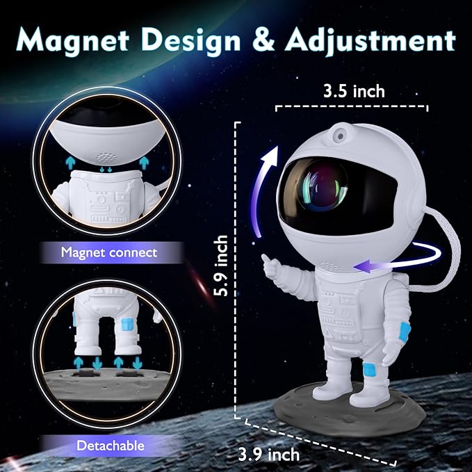 Astronaut Galaxy Projector, Star Projector, Astronaut Light Projector with 8 Colors LED Nebula, Starry Night Light Projector with Remote, Kids Room Decor, Gifts for Kids, Friends, Birthday Game Party