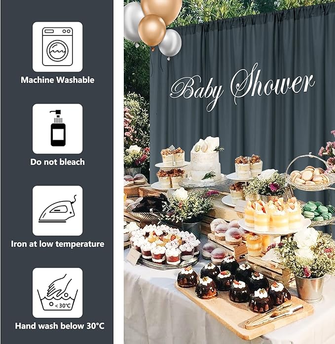 MYSKY HOME 10ft x 10ft Bluish Grey Curtains for Parties, Weddings, Stage, 5ft x 10ft, 2 Panels