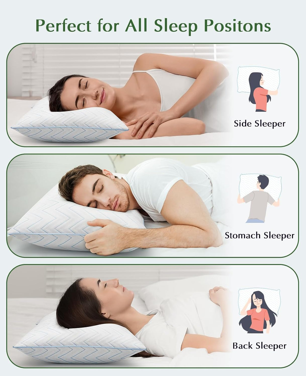 DIORIS Pillows Queen Size Set of 2, Hotel Bed Pillows for Sleeping