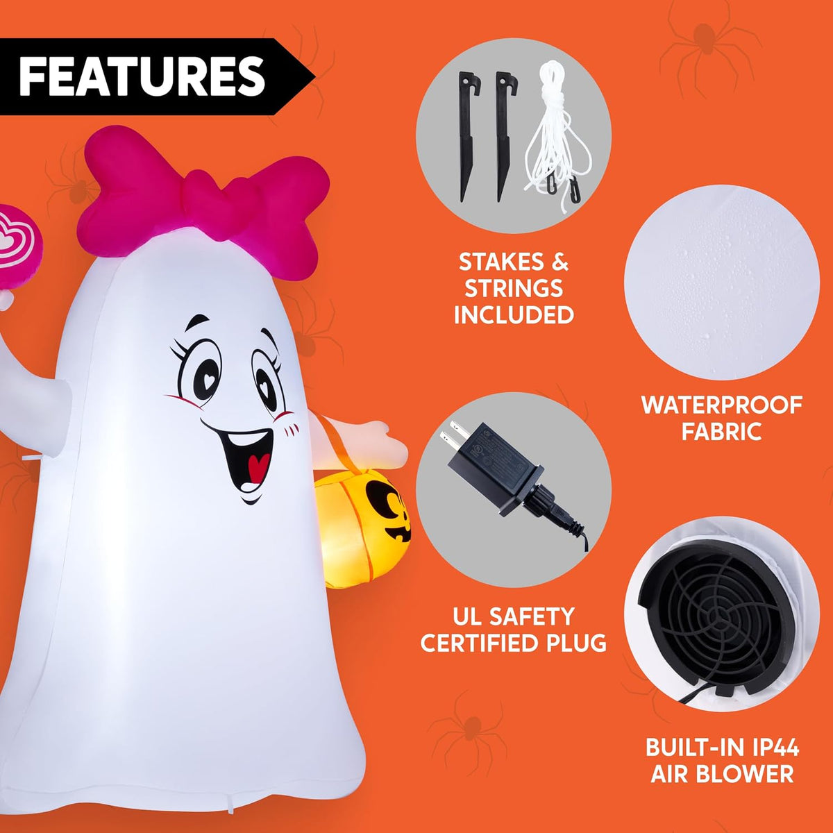 Joiedomi 5FT Halloween Inflatables Ghost Decoration, Cute Halloween Decoratio...