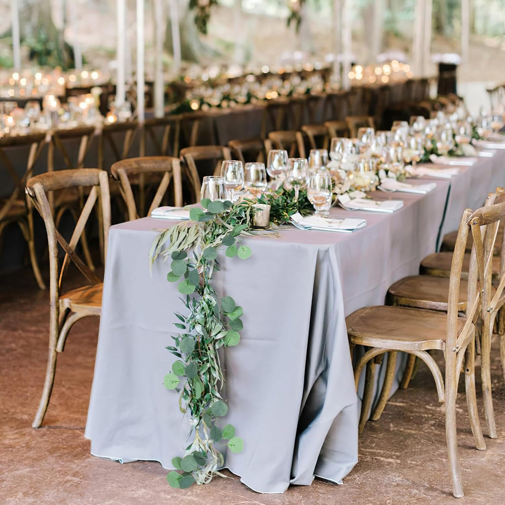 cqure 28 pack 196ft eucalyptus garland,artificial eucalyptus leaves showing dimensions
