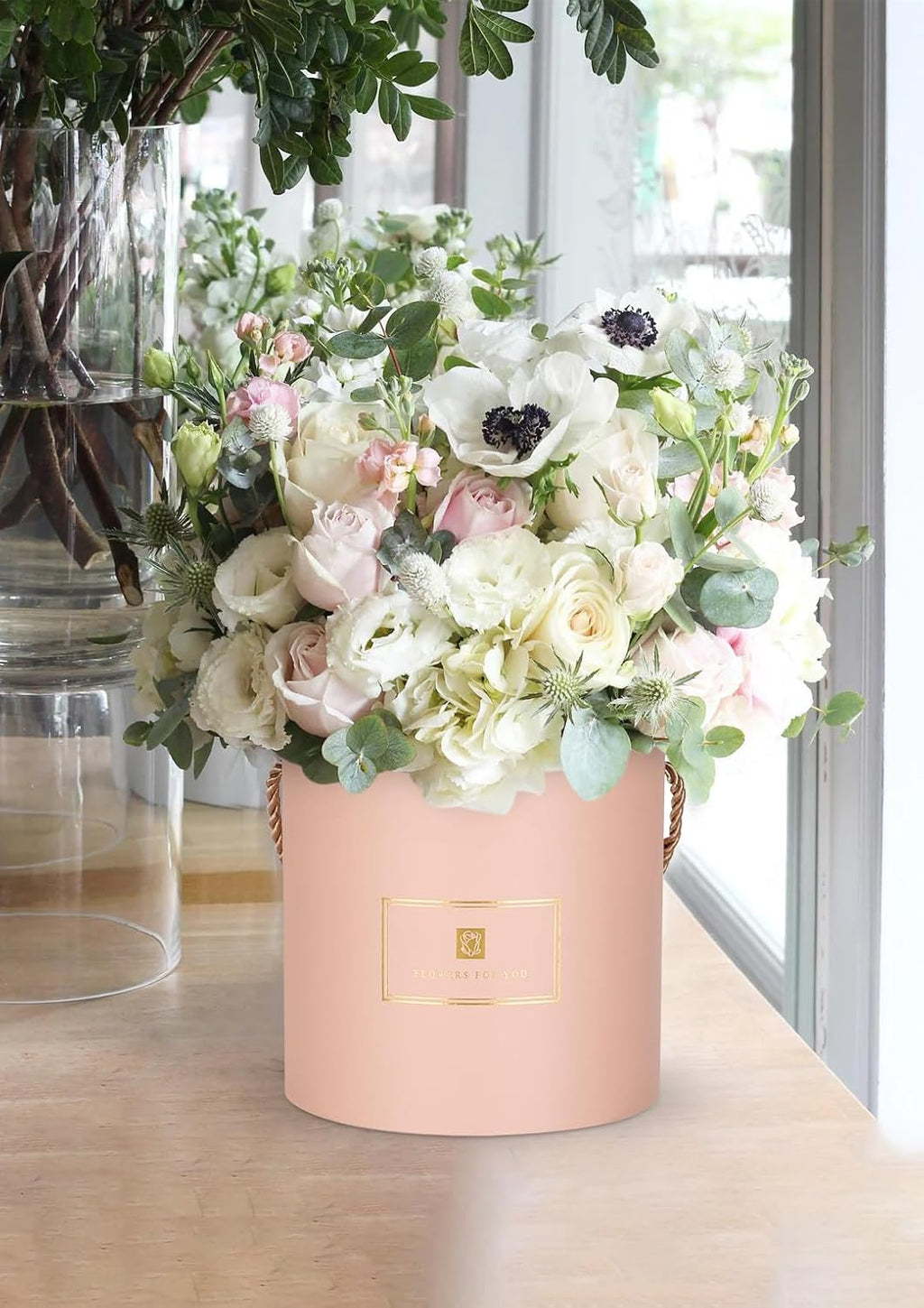 Hollyone Pink Gift Box with Lids Set of 3 Round Nesting Gift Boxes for Presents 3 Assorted Sizes Flowers Arrangements Box for Gift Giving Christmas Valentine Thanksgiving Mom Gifts Present Wrapping