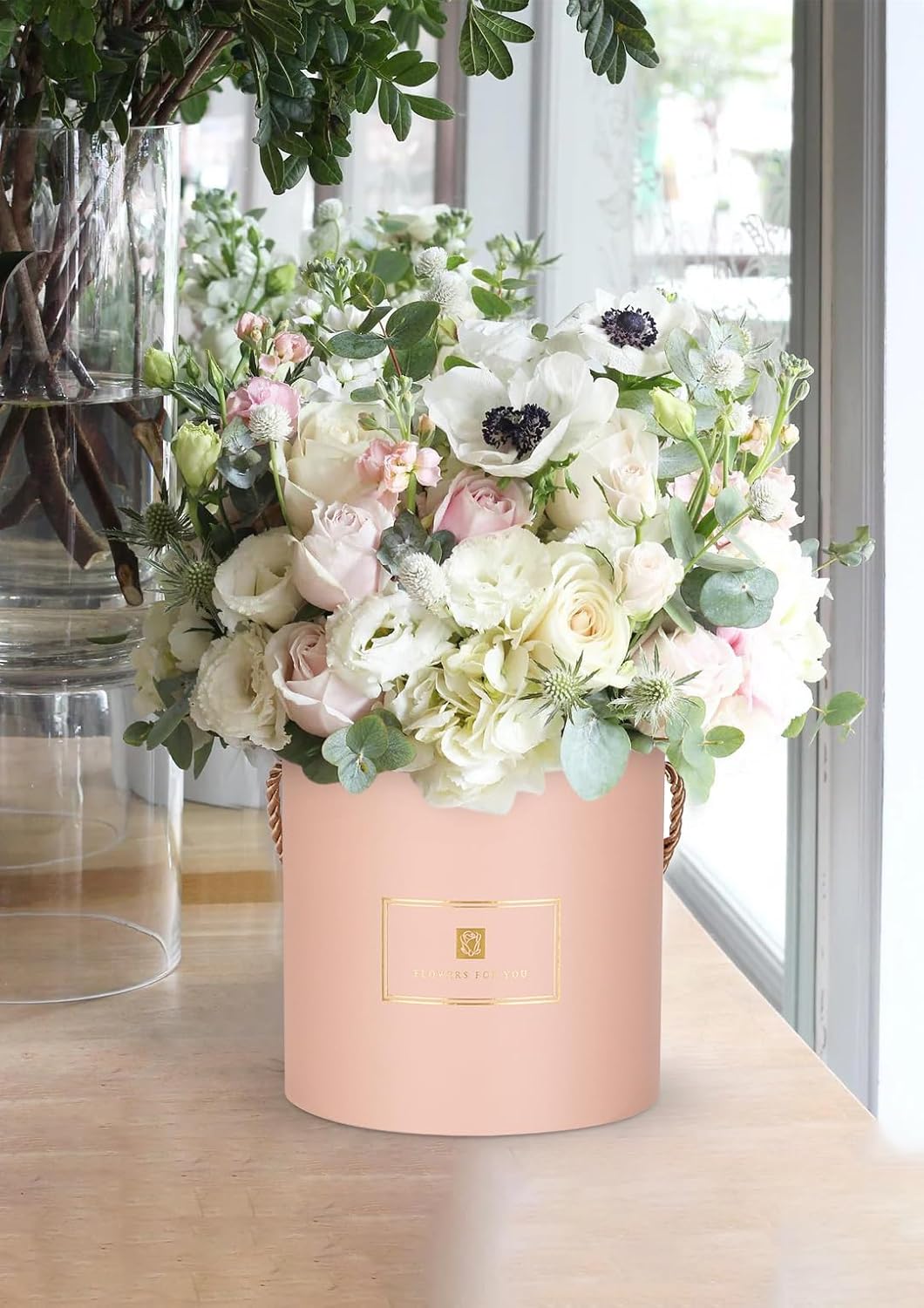 Hollyone Pink Gift Box with Lids Set of 3 Round Nesting Gift Boxes for Presents 3 Assorted Sizes Flowers Arrangements Box for Gift Giving Christmas Valentine Thanksgiving Mom Gifts Present Wrapping
