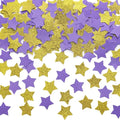 Gold and Purple Star Confetti Table Decoration for Graduation Birthday Retirement Wedding Pride Theme Party,1.2 inch in Diameter,200 Counts