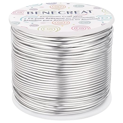 BENECREAT 15 Gauge 220Feet Soft Aluminum Wire Anodized Jewelry Craft Making Beading Floral Colored Aluminum Craft Wire for Gem Wrapping, Jewelry Craft Making - Silver